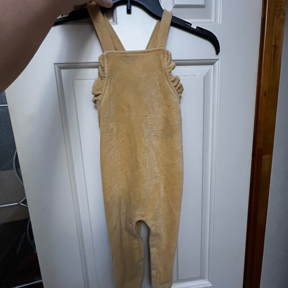 chick pea Plush Overalls in Mustard Tan